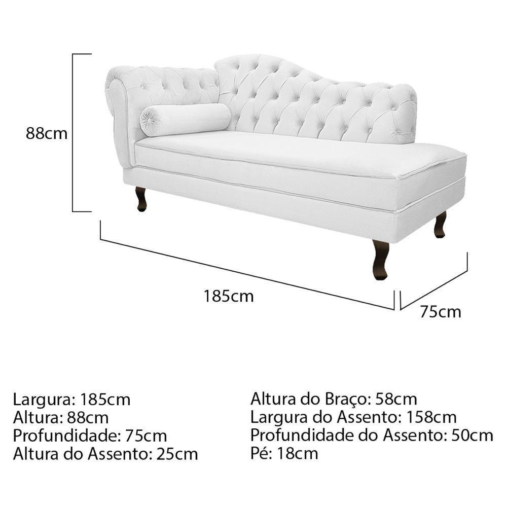 Kit Diva Recamier Diana 185Cm Lado Direito E 01 Poltrona Classic Corano - Doce Sonho Móveis Branco - 5