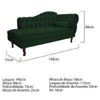 Kit Diva Recamier Diana 140Cm Lado Esquerdo E 01 Poltrona Classic Suede - Amarena Móveis Verde - 3