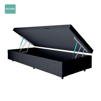 Cama Box com Baú Solteiro 88x188 Estrutura em Madeira com Abertura Pneumática Suede Preto