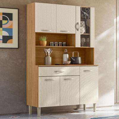 Armário de Cozinha Compacta Paris Plus 6 Portas 1 Gaveta MDF Amadeirado