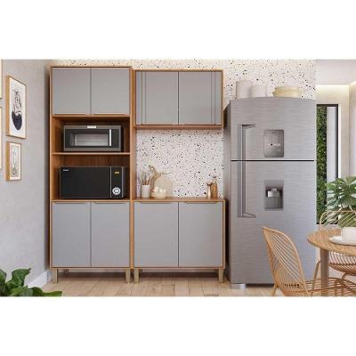 Cozinha Completa Áurea C3P59 8 Portas MDF 70cm Cinamomo Platina com Nicho para Forno