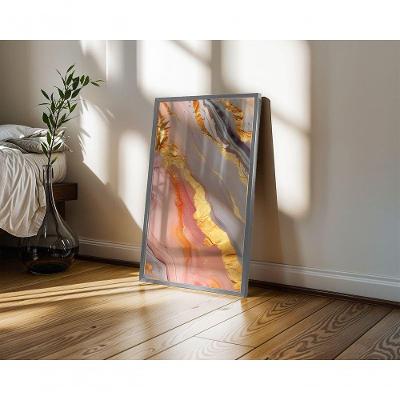 Quadro Decorativo Gold 03 Retangular 50X70 com Moldura Caixa Branco para Decoração