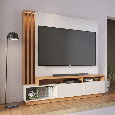 Estante Home para TV Humaitá Até 65" 180CM em MDP com LED Off White-freijó