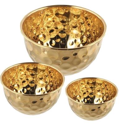 Tigela BSL3881-3 BSL3881-4 BSL3881-5 Kit 3 em Inox para Mesa Buffet e Cozinha Dourado Braslu