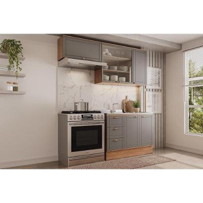 Cozinha Bella 6 Portas 3 Gavetas Cinza Nogal