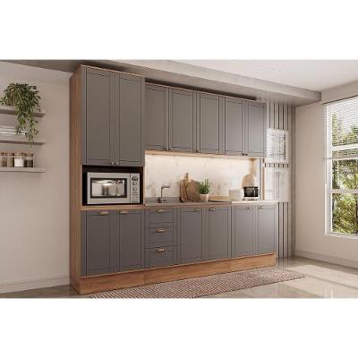 Cozinha Completa Bella C5P119 10 Portas 3 Gavetas MDF Cinza