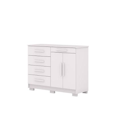 Cômoda Sapateira Sirius 5 Gavetas em MDF com Puxador em MDF Branco para Organização