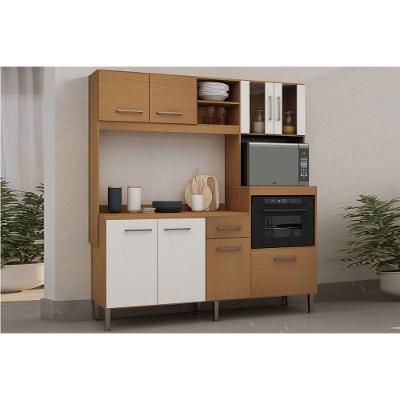 Kit Cozinha Compacta Helena 8 Portas 1 Gaveta MDF 186cm Branco Fosco