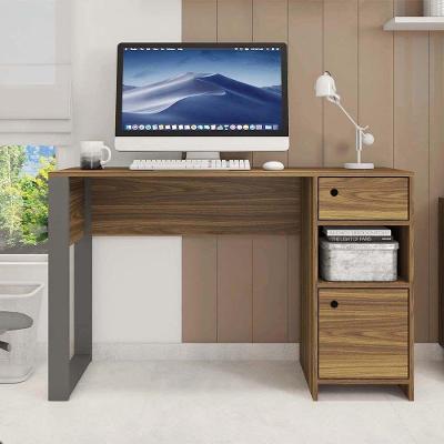 Escrivaninha Mesa Computador Anelise Industrial 1 Gaveta em Aço Bege Amarelado Preto 125cm