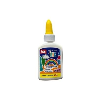 Cola Branca Líquida Tris Fix 40G com Rápida Secagem e Forte Aderência para Papéis e Madeira Amarelo