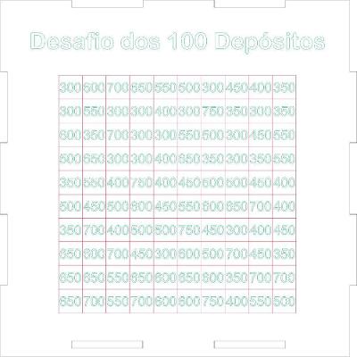 Cofre para Juntar Dinheiro Desafios dos 100 Depósitos 50.000 Metas Financeiras Branco OEM