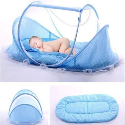 Berço Mosquiteiro Portátil Tenda Compacto com Zíper Leve Azul OEM