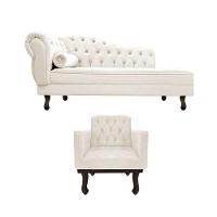 Kit Diva Recamier Diana 185Cm Lado Direito E 01 Poltrona Classic Corano - Doce Sonho Móveis Bege - 6