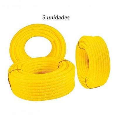 Conduíte Corrugado 3-4 150M para Instalação Elétrica Amarelo Higipack