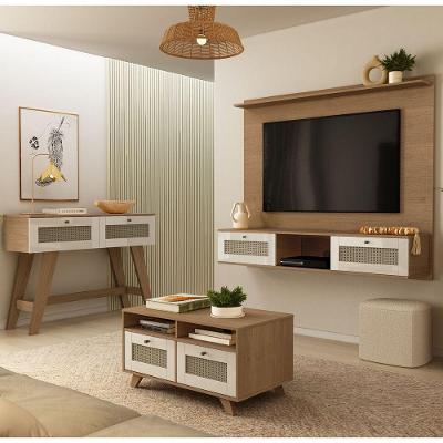 Conjunto Sala 04671-04672-04674 para Tv Até 72" em MDF com Painel Aparador e Mesa de Centro