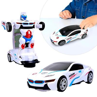 Brinquedo Infantil Carro Robô 2 em 1 com Bate e Volta, Luzes e Música Educativo Shopmix