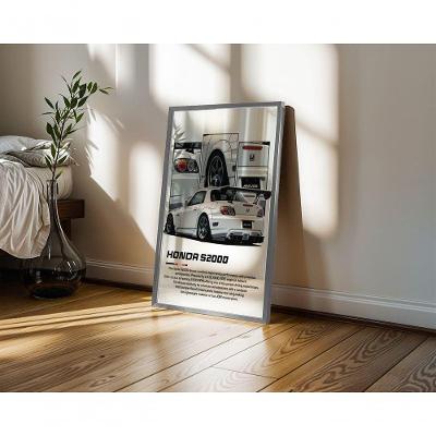 Quadro Decorativo Honda S2000 Amuse Retangular 50X70 Preto com Opção de Vidro