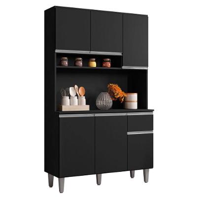 Cozinha Compacta Márcia 6 Portas 1 Gaveta MDF 105 cm Preto Fosco