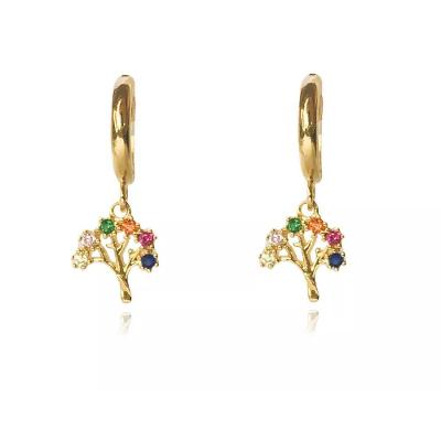 Brinco Argola Floratta Joias Árvore da Vida Folheado em Ouro 18K 2,5CM Dourado Feminino
