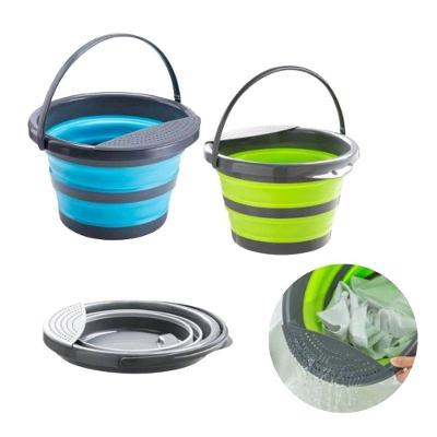 Balde Dobrável Multiuso 04 Litros 24CM X 15CM com Escorredor em Plástico e TPR Top Rio Comercial