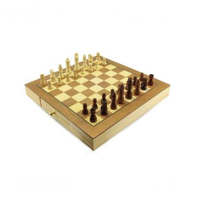 Jogo de Tabuleiro Jogo 2 em 1 - Xadrez e Damas com Tabuleiro Grande 29x29CM em Madeira Marrom Hoyle