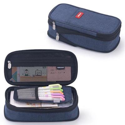 Estojo para Lápis OEM Grande Capacidade Dupla Face em Tecido com Bolso de Malha 1 Unidade Azul