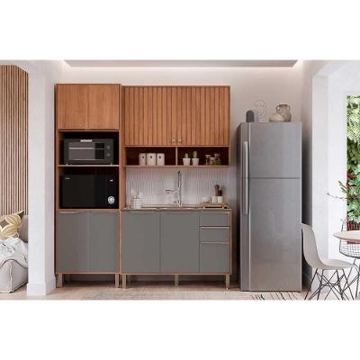 Cozinha Divina 8 Portas 2 Gavetas Titânio com Tampo