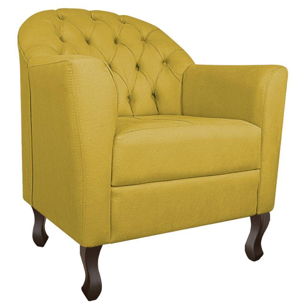 Kit Diva Recamier Diana 160Cm Lado Esquerdo E 02 Poltronas Julia Suede - Doce Sonho Móveis Amarelo - 4