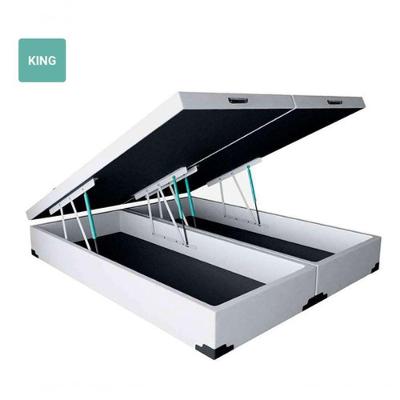 Cama Box com Baú King 193x203 Estrutura em Madeira com Abertura Pneumática Branco