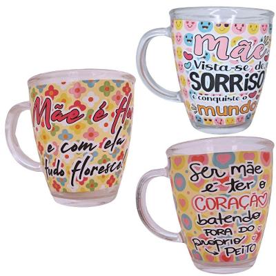 Caneca Café Quentinho 380ML em Vidro com Material Resistente para Uso Diário Transparente IDeal