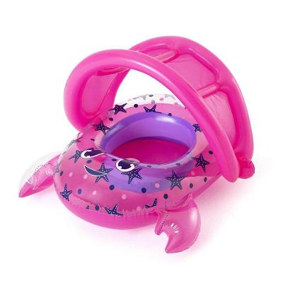Bote Inflável Infantil Boi Infantil Bebê Assento Flutuador com Cobertura Caranguejo Rosa Bestway
