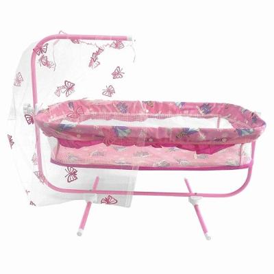Bercinho para Boneca Modelo A2 com Balanço Dobrável Base Metálica Rosa Bercinho