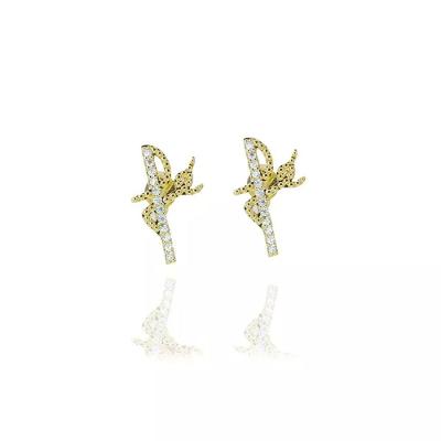 Brinco Floratta Joias Fé com Zircônias Banhado em Ouro 18k Dourado Feminino