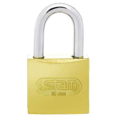 Cadeado 45mm Zamac Latonado com Gancho e Chave com Mola em Aço Inoxidável Universo do Lar