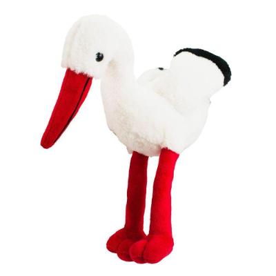 Pelúcia Cegonha Bico Patas Vermelhas 24cm Macia com Cordão para Pendurar Branco