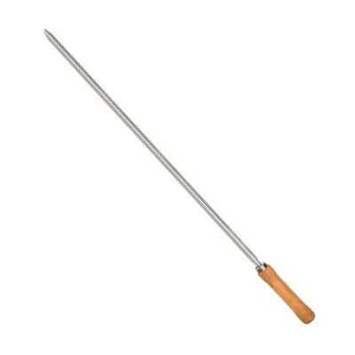 Espeto para Churrasco Espeto Simples 65CM em Aço Cromado com Cabo de Madeira Prata Mor