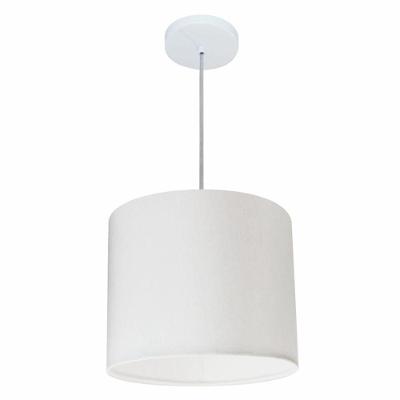 Lustre Pendente Cilíndrico Md-4143 Cúpula em Tecido Resistente à Maresia Branco Vivare Brasil