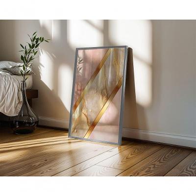 Quadro Decorativo Gold 14 Retangular 50 X 70 Branco para Decoração de Ambientes
