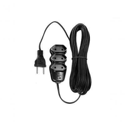 Extensão Elétrica 3 Tomadas PL 2X0,75 10M 10A 250V Cabo Paralelo 0,75MM² Preta Vinik