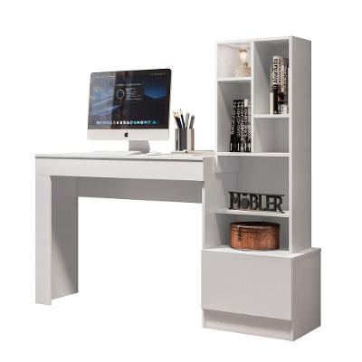 Mesa Escrivaninha Retangular Lion Moderno 2 Gavetas 149cm Branco Fosco