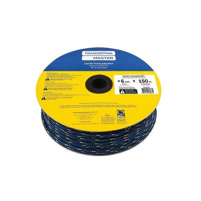 Corda Trançada Pet 6 mm para Amarração de Cargas 150 m 265 e 4 Kgf Preto Tramontina