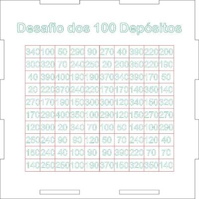 Cofre para Juntar Dinheiro Desafios dos 100 Depósitos Meta 20.000 Branco OEM