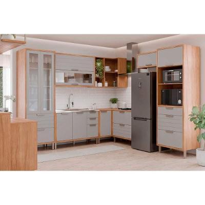 Cozinha Eloise 16 Portas 7 Gavetas Amadeirado