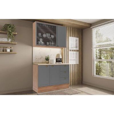 Cozinha Completa Bella 5 Portas 3 Gavetas MDF 120 cm Cinza