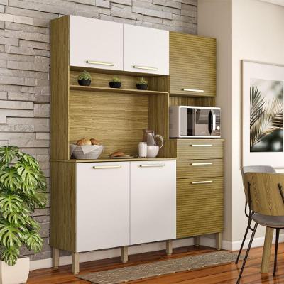 Armario de Cozinha Compacta Santiago 6 Portas 2 Gavetas MDF 160cm Amadeirado