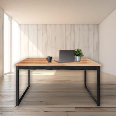 Mesa Escrivaninha Retangular Office Industrial MDP e Ferro 150cm Amadeirado e Preto