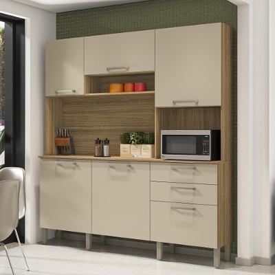 Armario de Cozinha Compacta Italia 6 Portas 2 Gavetas MDF Amadeirado Freijó Vanilla