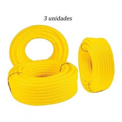 Conduíte Corrugado 3-4 25MM 150M para Fiação Elétrica em 3 Rolos de 50M Amarelo Higipack