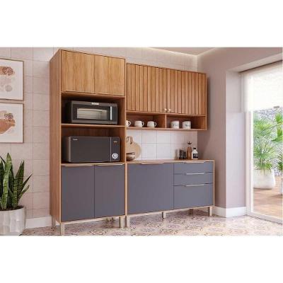 Cozinha Divina 8 Portas 2 Gavetas Titânio