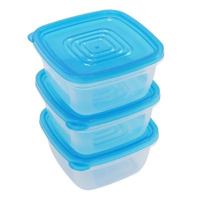 Conjunto com 3 Potes Quadrados Tpc com Tampa 550ML Livre de BPA Empilháveis Cores Sortidas